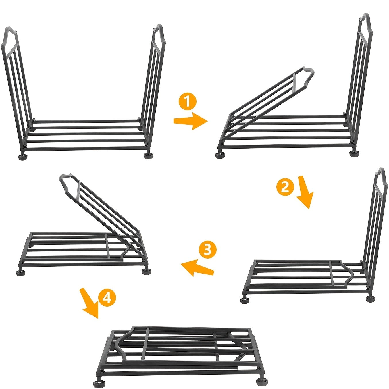 Durable Metal Firewood Rack, Foldable for Easy Storage, Ideal for Indoor/Outdoor Fireplaces, Adjustable with Cushions, Compact Deck Firewood Organizer.