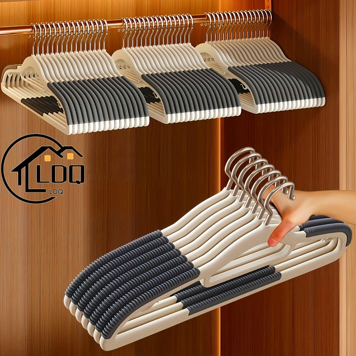 20 non-slip, sturdy clothes hangers for organizing and drying clothes in any room.