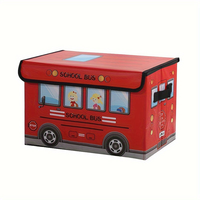 1pc Cartoon Car Storage Box that can be folded and used for office, dormitory, and home storage. It is waterproof and moisture-proof, suitable for storing students' tools, snacks, and