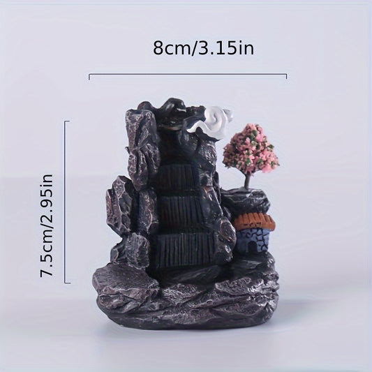 Elegant flower waterfall backflow incense burner made from handcrafted resin, purifies air and enhances room decor, perfect gift.