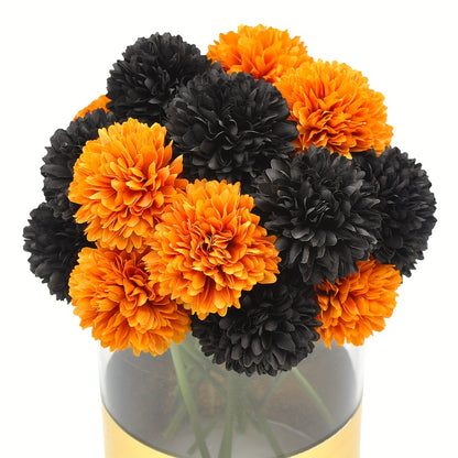 10 artificial chrysanthemum ball flowers for wedding bouquets, home decor, or party table centerpieces.