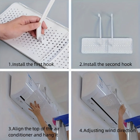 Stay cool with our Adjustable Air Conditioner Deflector! This plastic accessory requires no electricity and is perfect for home use. Say goodbye to straight blowing with our retractable AC windshield, designed to redirect airflow. The sleek white design