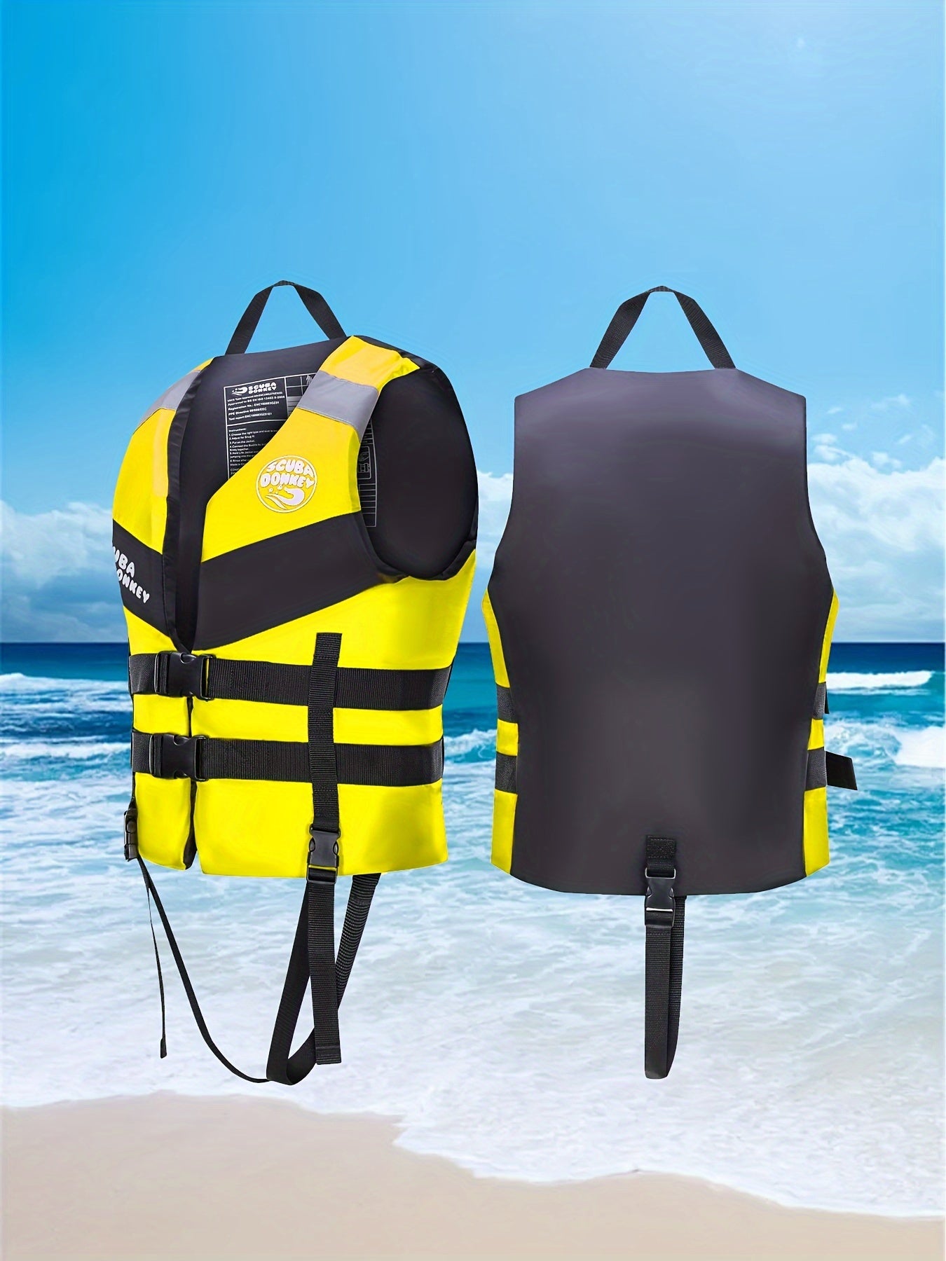 HISEA Polyester Sports V-neck Vest for Water sports with adjustable safety life jacket. Perfect for outdoor activities like kayaking, boating, swimming, and rafting.