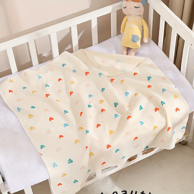 Double-Layer Muslin Swaddle Blanket with Cartoon Print - Ultra-Soft, Lightweight, and Hand Washable - Ideal for Young Children.