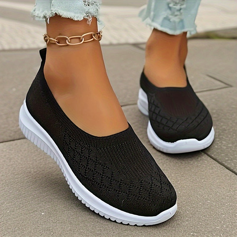 Women's lightweight, breathable slip-on sneakers with PVC sole, EVA insole, and round toe mesh for all seasons.