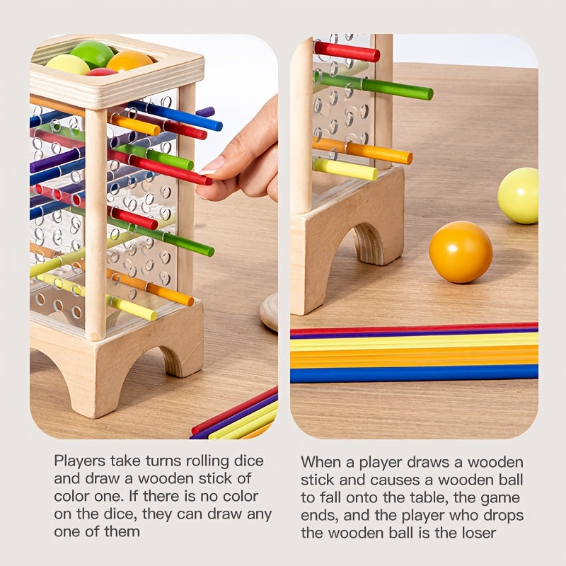 Wooden stacking game for children aged 3 and above, promotes color and shape recognition, spatial thinking, and logical analysis. Perfect for parent-child interactive play and holiday gift.