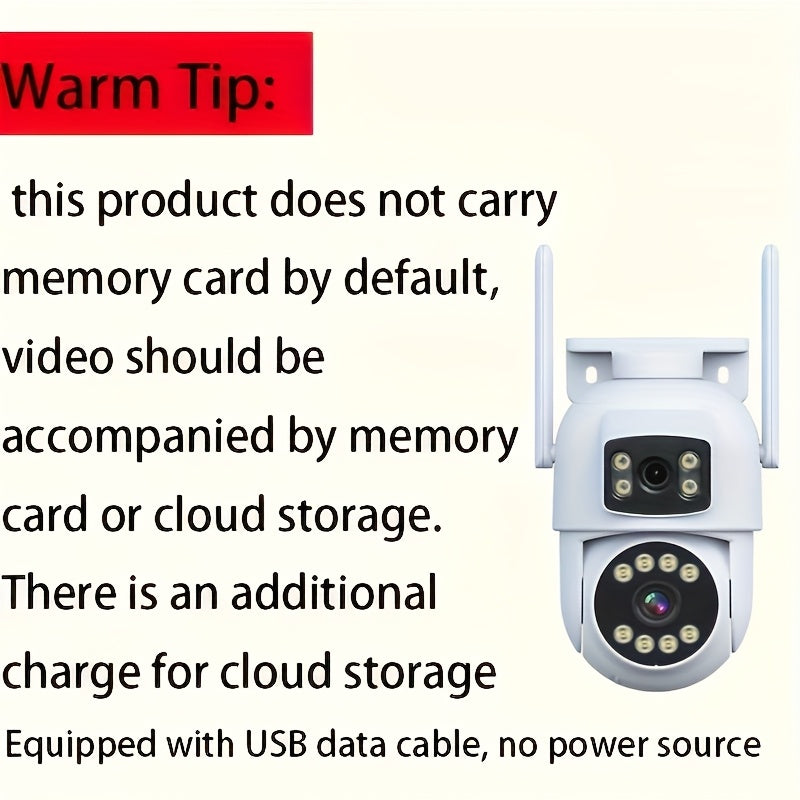 Introducing the 1pc SmartGuard Wireless Security Camera - a cutting-edge dual camera system designed for maximum security and peace of mind. With a 360° view, motion tracking, AI detection, night vision, and 1080p resolution, this camera is packed with