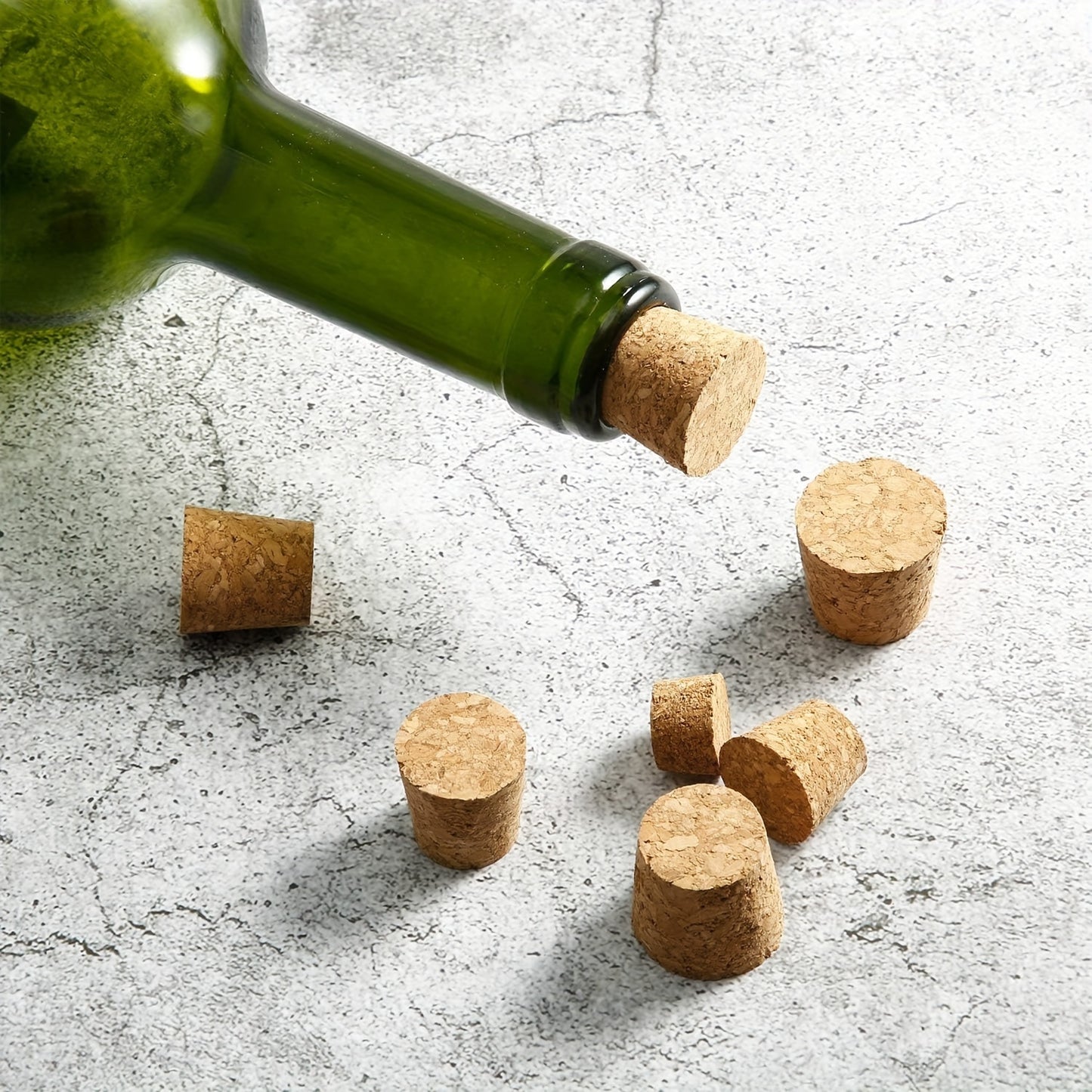 20 wooden tapered cork stoppers for wine and beer bottle crafts, kitchen supplies.