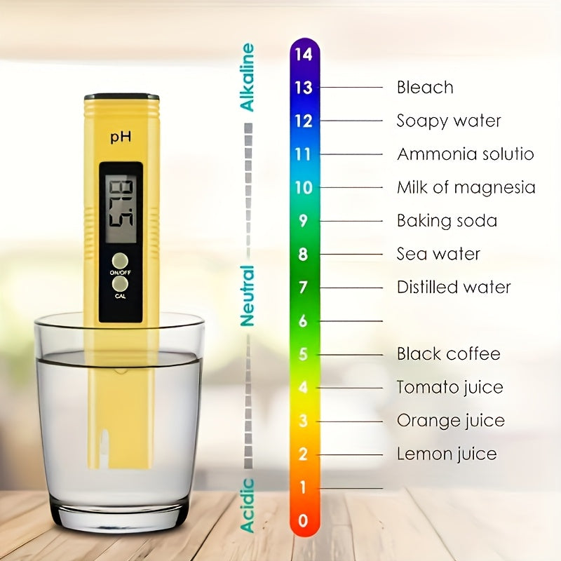 High precision PH meter for household drinking, pool, and aquarium water testing.