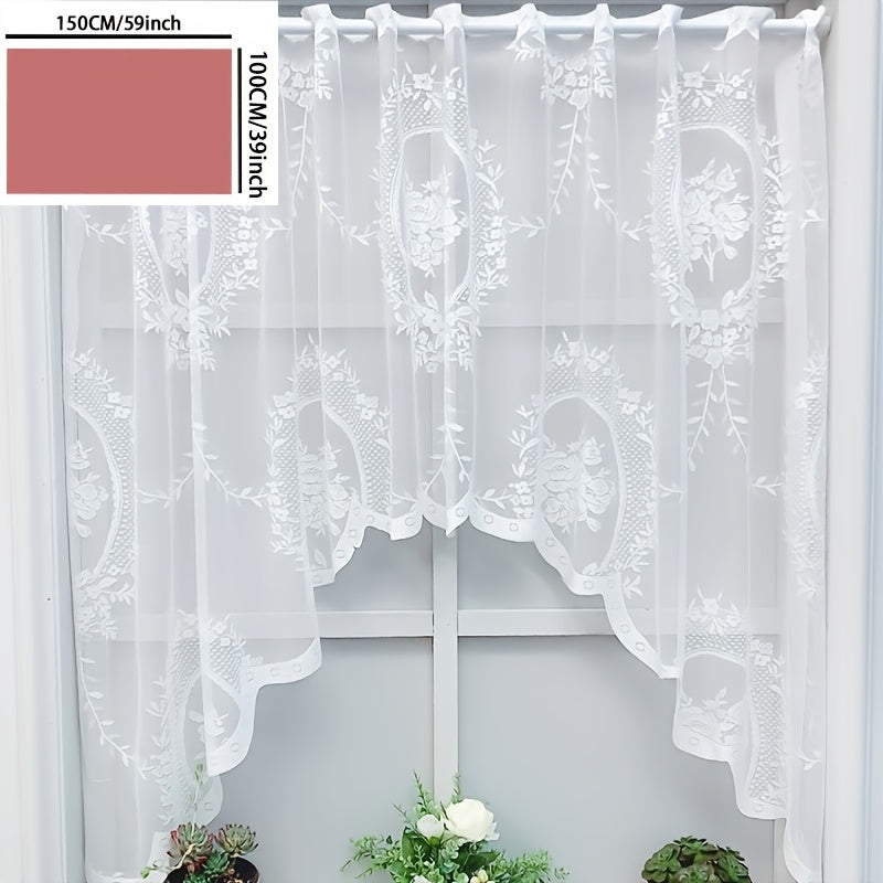 Stylish Floral Lace Sheer Curtain with Rod Pocket for Effortless Hanging, Ideal for Enhancing Living Room and Bedroom Décor