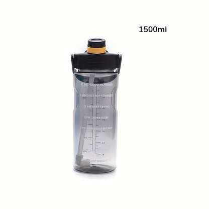 Large clear plastic water bottle with motivational sports design for various activities - camping, hiking, fitness, and home use. Makes a perfect birthday gift. Available in 1100ml, 1500ml, 2000ml, and 3000ml sizes.