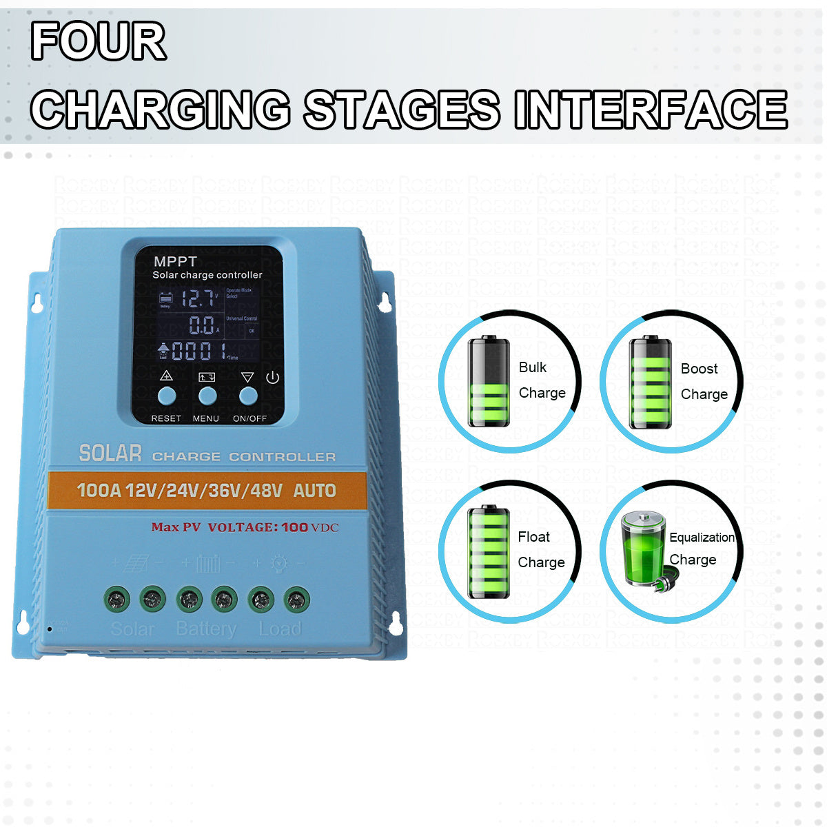 EOEXBY MPPT Solar Charge Controller 100A/80A/60A - for 12V/24V/36V/48V Systems, with Dual USB Ports, LCD Display & Night Recognition - Efficient Energy Management for Home and Solar Farms.