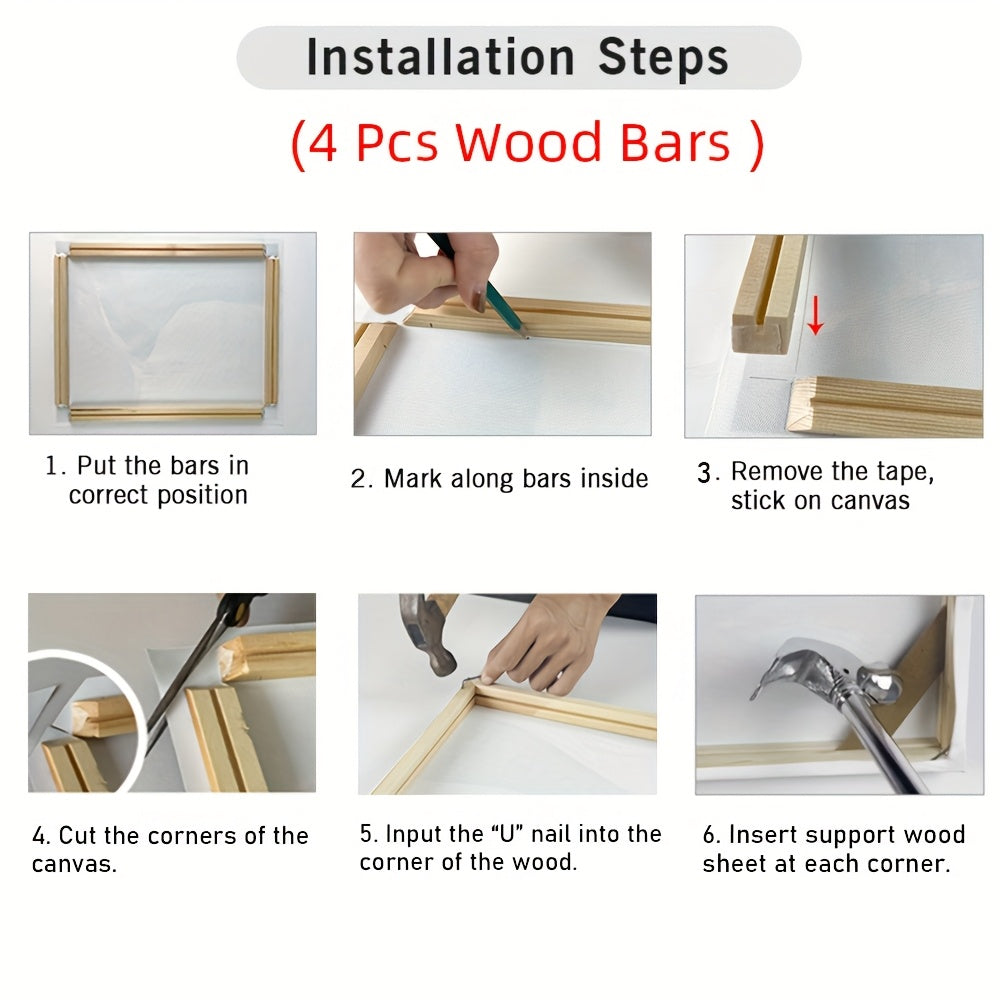 DIY Wood Canvas Stretcher Frame Kit for Gallery Wrap Oil Paintings - Ideal for Wall Art Decor