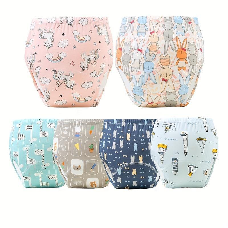 Assorted Colors Soft Cotton Training Pants, Pack of 6 - Washable and Leakproof Diaper Underwear for Boys and Girls