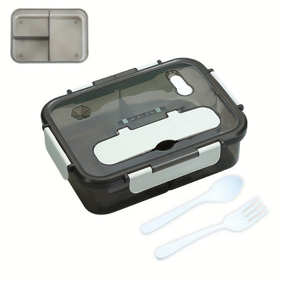 1-Piece Bento Boxes with Utensils - Ideal for On-the-Go Meals - Perfect for Travel, Camping, School, or Office - Safe for Microwave, Dishwasher, and Freezer Use - Durable Plastic Containers