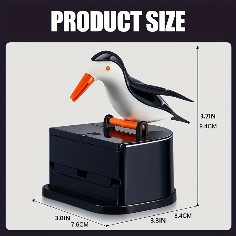 Adorable Bird Toothpick Holder with Creative Press Design, Toothpick Dispenser (Black)