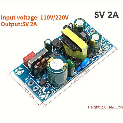 High-power switching power supply module with AC220V input and DC5V12V output options, with built-in boards available in various current capacities.