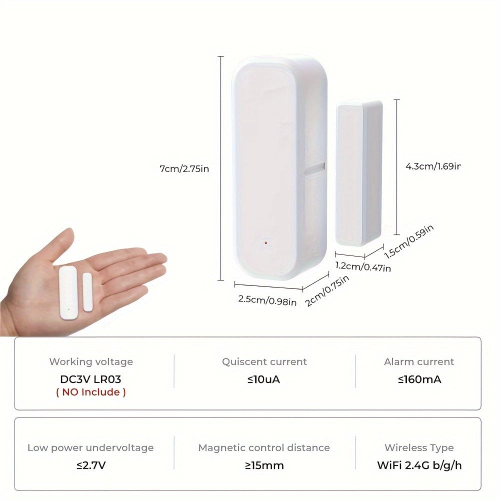 WiFi-enabled home security system with magnetic sensors for doors/windows, voice control, app remote access, customizable modes, and compatibility with Alexa and Google Assistant.