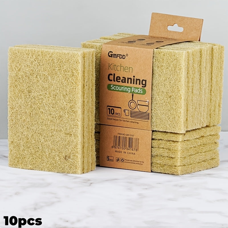 The Multifunctional Plant Fiber Scouring Pad Kit includes a Thickened Double-Sided Cleaning Sponge, Dishwashing Towel, and Brush Pot for use in the Kitchen, Bathroom, and Living Room. This kit features a Lightweight Rectangular Jute Weave design and