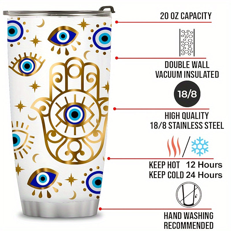 20 oz Sakura Train Evil Eye Moon Coffee Mug Insulated Tumbler with Lid & straw, perfect for travel. Ideal gift for Ramadan, Valentine's Day, Mother's Day, Father's Day, birthdays, Christmas.