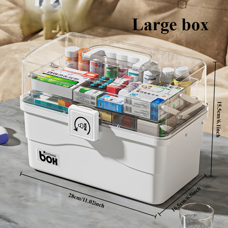 Waterproof medicine storage box with clear visibility design for office supplies and documents.