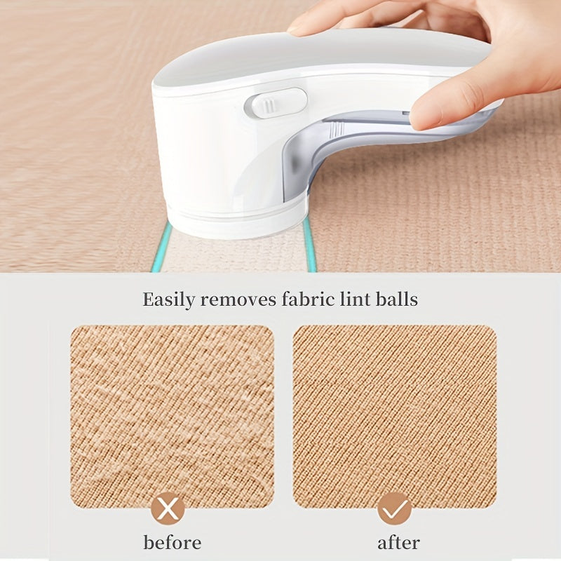 Portable lint remover with USB fast charging for efficient fabric shaving on clothing, bedding, plush toys, sofa cushions, car seat cushions, and other fabric products.