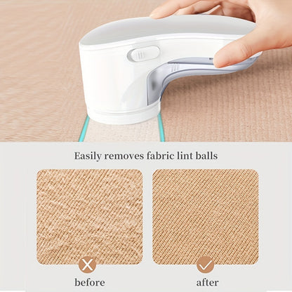 Portable lint remover with USB fast charging for efficient fabric shaving on clothing, bedding, plush toys, sofa cushions, car seat cushions, and other fabric products.