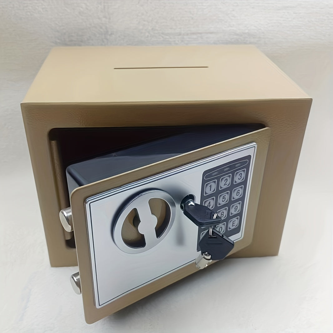 1pc Electronic Password Lock Safe Box for storing coins, paper money. Can be used for household or office storage.