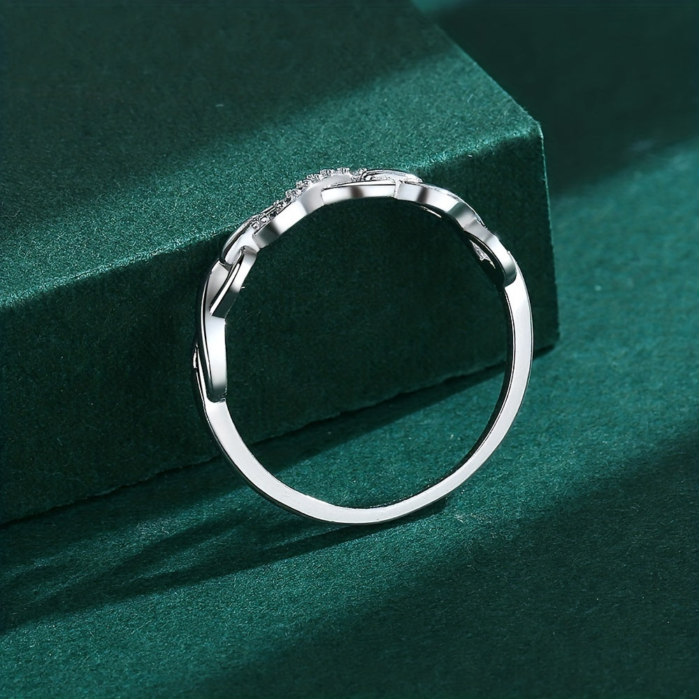 Elegant 925 Sterling Silver Ring featuring an Infinity Design and Sparkling Zirconia Stones, perfect for complementing any outfit. This high-quality piece of jewelry is a beautiful and delicate birthday gift option for women.