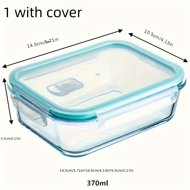 Glass Bento Box Set with Lid, 12.51oz Capacity - Microwave & Dishwasher Safe, Ideal for Students and Office Workers, Rectangular Food Storage Container