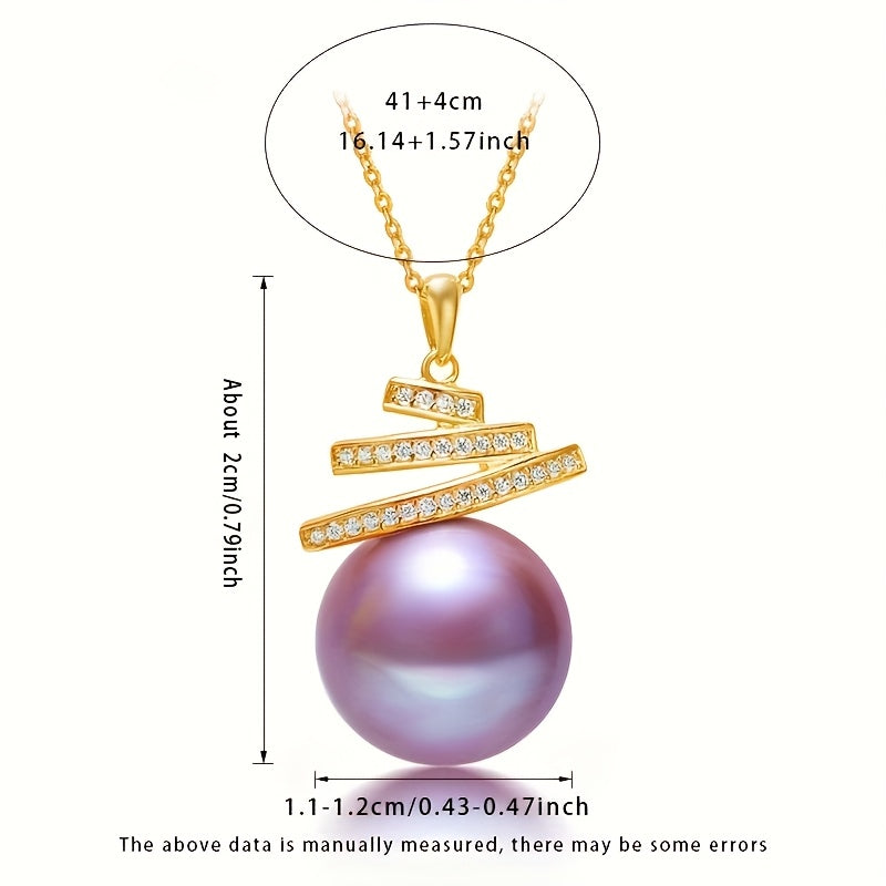 Beautiful women's necklace featuring an elegant freshwater pearl pendant, showcasing 11-12mm purple large particle natural pearls with minor imperfections. Made with S925 silver, this necklace comes in a gift box, making it a perfect choice for daily