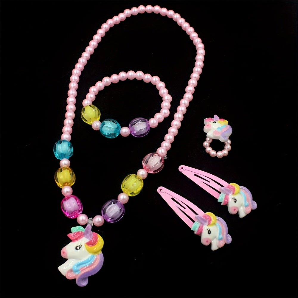 WhimsyWear Handcrafted Unicorn Beaded Jewelry Kit - Cute animal-themed jewelry set for little princesses.