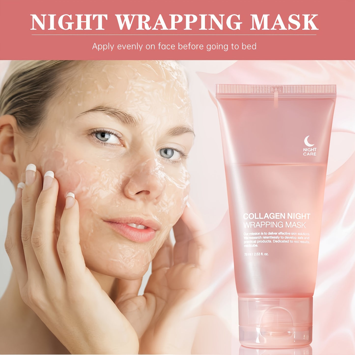 Tyramine Night Mask with hyaluronic acid, collagen, and paraben-free formula. Improves skin quality, smoothens skin, ideal for bedtime use and as a holiday gift.