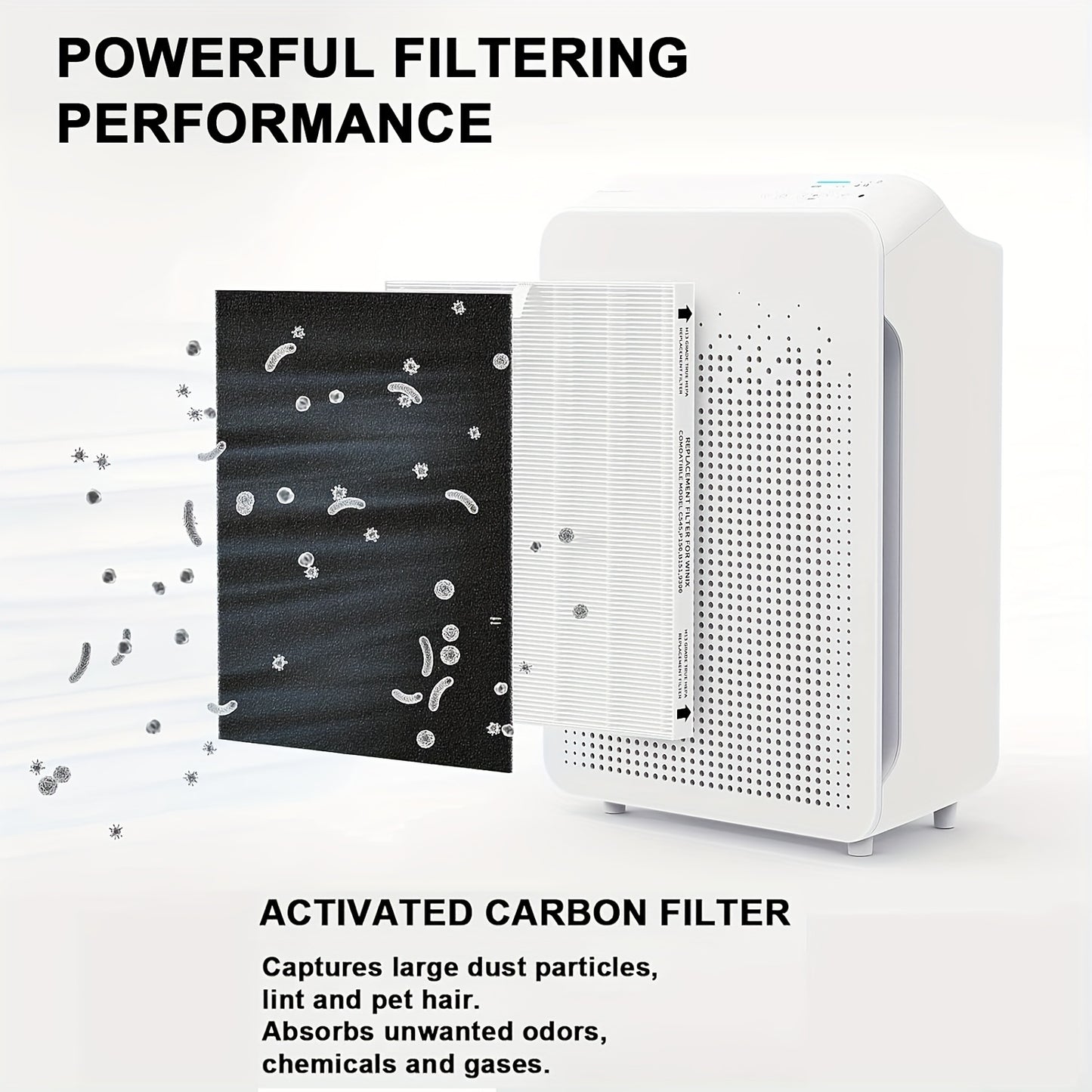 4-pc Premium Carbon Pre-Filters for Winix C545 - Compatible with Winix Filter S1712-0096-00, Durable Polypropylene, Enhances Air Purification.