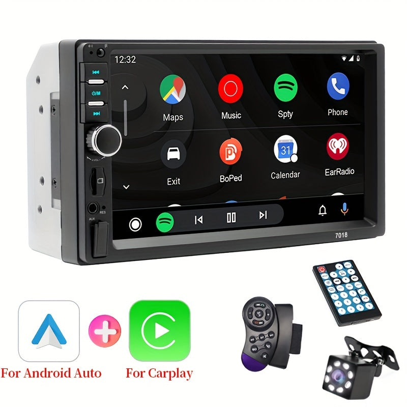 17.78cm HD Car Stereo with Touch Screen, Android Auto & CarPlay, GPS, Aux, SD/USB Inputs, Steering Wheel Controls, Wireless Android/iOS Connectivity - No Battery Required, Vehicle