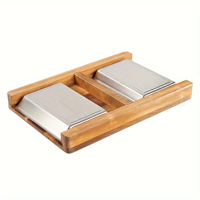 Large bamboo cutting board with integrated trays for easy food transfer, space-saving design, and non-slip surface. Features pull-out drawers for added functionality. Ideal for all your chopping and food preparation needs.