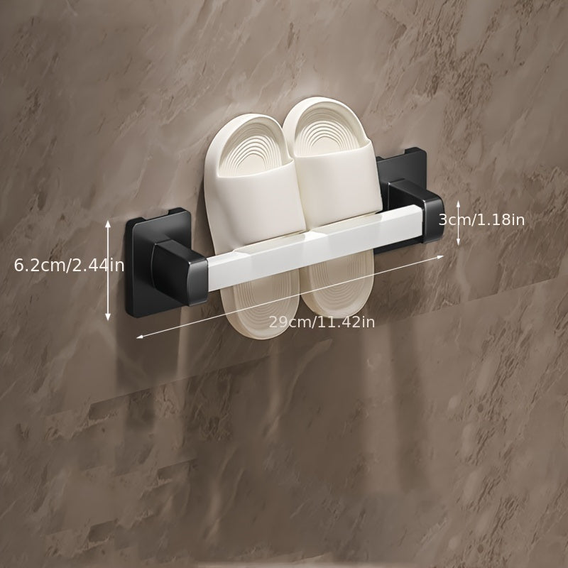 Wall-mounted shoe organizer for bathroom with space-saving storage solution, no-drill metal slipper rack, 1 piece.