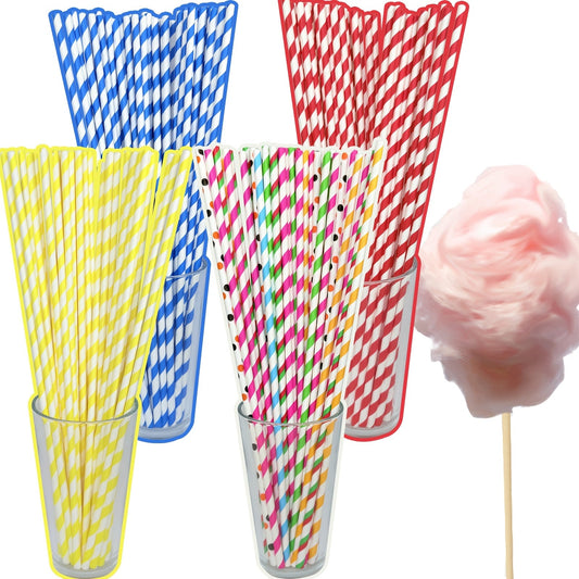 Special paper sticks for flower-shaped mixed color flower candy machine, disposable candy spoons, colorful, 6*350mm, pack of 100.