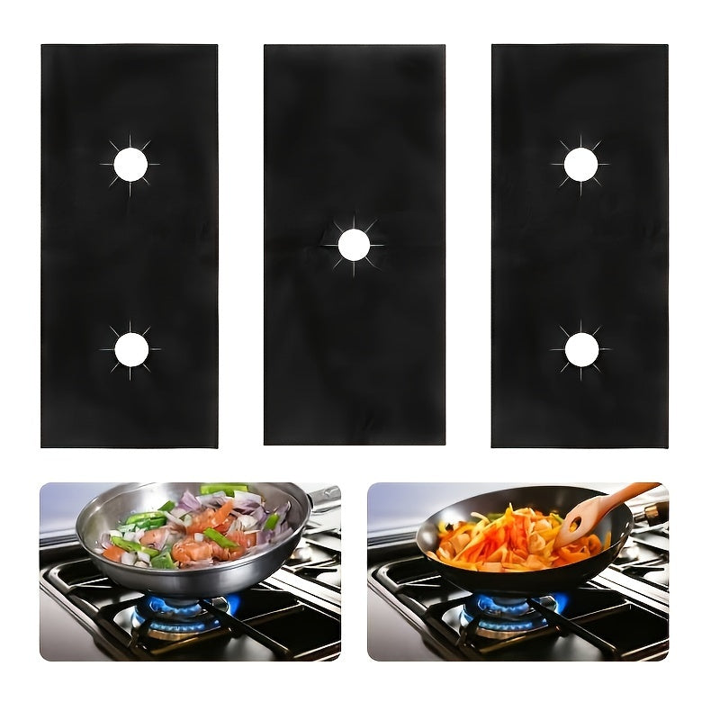 Set of 3 Reusable Gas Stove Protectors - Resistant to High Temperatures and Stains, Non-Stick, Easy-to-Clean Covers for Kitchen Stoves