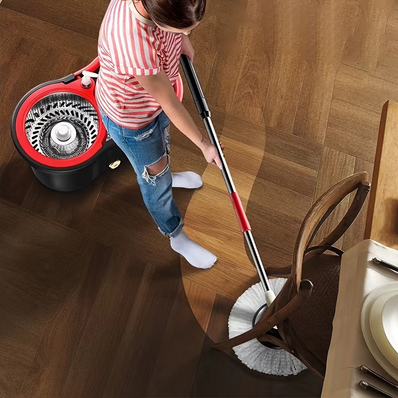 360° Rotating Mop and Bucket Set with Spin Dry Technology - Includes 1 Set with 3 Microfiber Reusable Heads - Perfect for Home Cleaning in Various Areas - Made of Durable Plastic