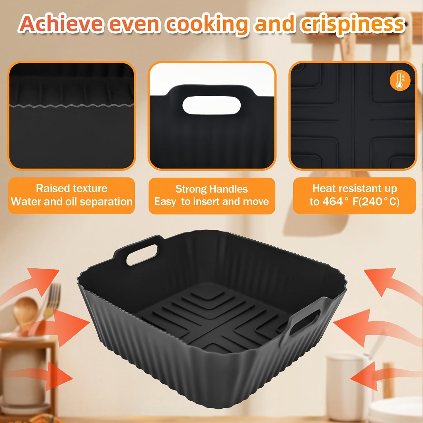 Get two silicone air fryer liners designed for the Ninja Crispi FN101GY. These non-stick liners are reusable and easy to clean, making them perfect air fryer accessories. The set includes a large liner for 4QT air fryers and a small liner for 6 cup