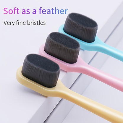 Soft-bristled bamboo toothbrushes, individually packaged for gentle oral care on sensitive gums.