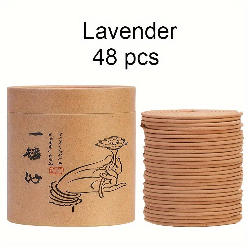 A set of 48 fragrant plates with sandalwood, agarwood, mugwort, and flower scents. Each plate lasts for 4 hours, perfect for yoga, meditation, fitness, and home or office use. Features lavender and osmanthus scents, ideal for creating a romantic