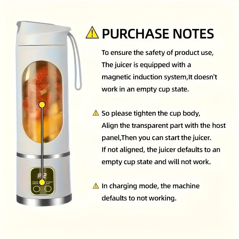 Portable Mini Blender & Juicer - USB Rechargeable, Three Speed Settings with Digital Display, Stainless Steel Blades for Smoothies, Shakes & Fresh Juice - Perfect for Camping, Traveling & Gifting