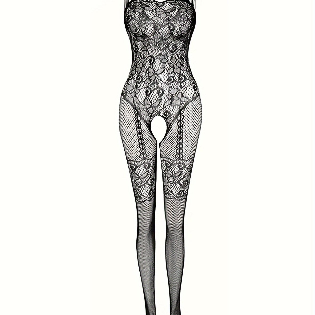 Sexy bodystocking with open crotch design - adult novelty wear