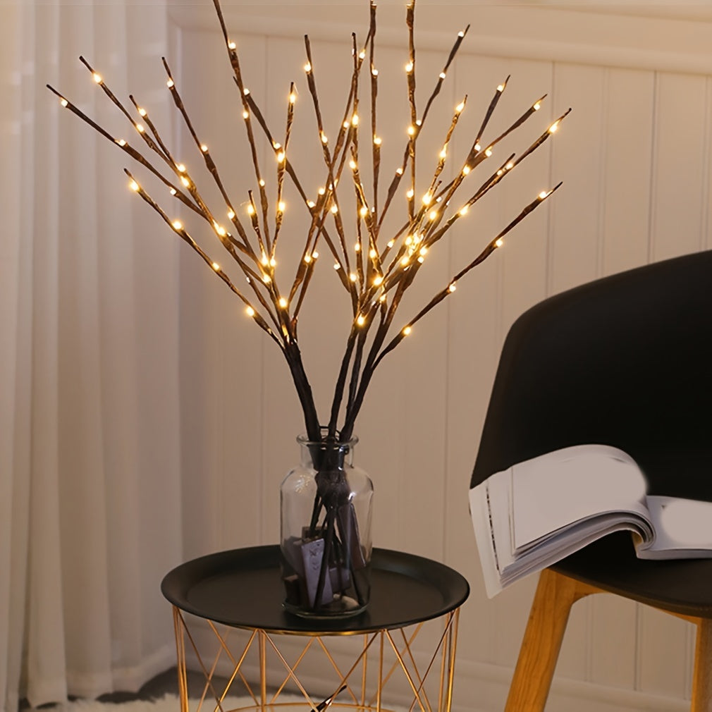 1 piece of Art Deco style 20 LED tree branch lights with geometric pattern. Freestanding tabletop decorative string lights for living room. Switch control, battery powered. Flower theme night light for bedroom, perfect for birthdays, Easter, or gifts.