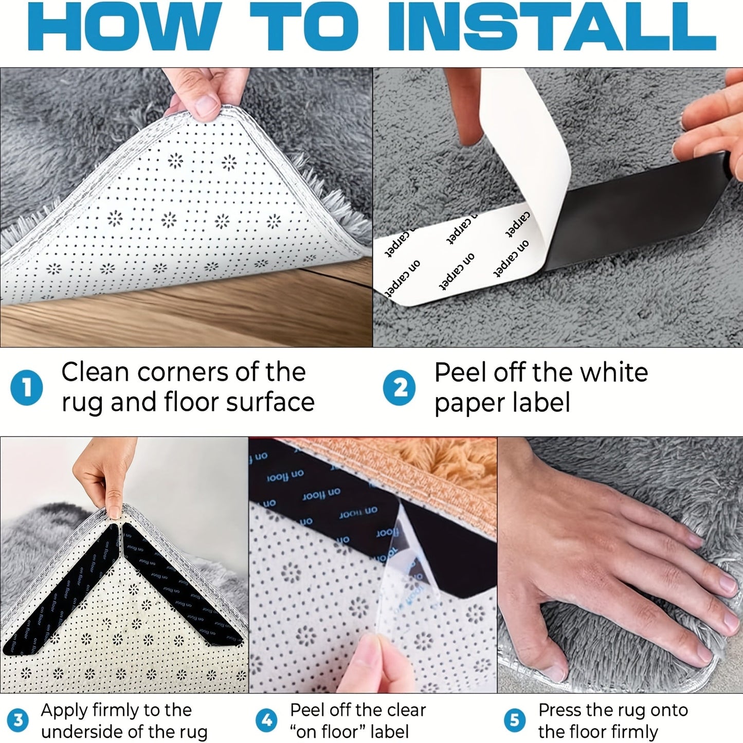 Clamp down your carpet to prevent curls and knots at the corners and ensure clean, precise cuts for a seamless look in your space. Our reusable double-sided adhesive pads provide a flexible solution for securing your carpet to hardwood floors, offering a