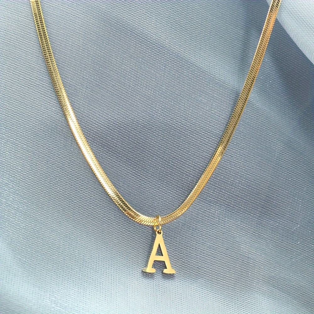 26 alphabet letter pendant chains, 18K golden plated stainless steel necklaces for women, perfect for everyday wear and gifting, featuring a versatile and elegant design.