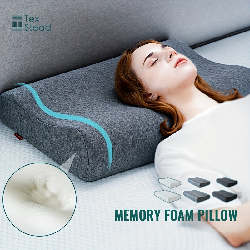 Memory Foam Pillow designed for Comfortable Sleep, Contour Shape for Neck and Cervical Support on Bed