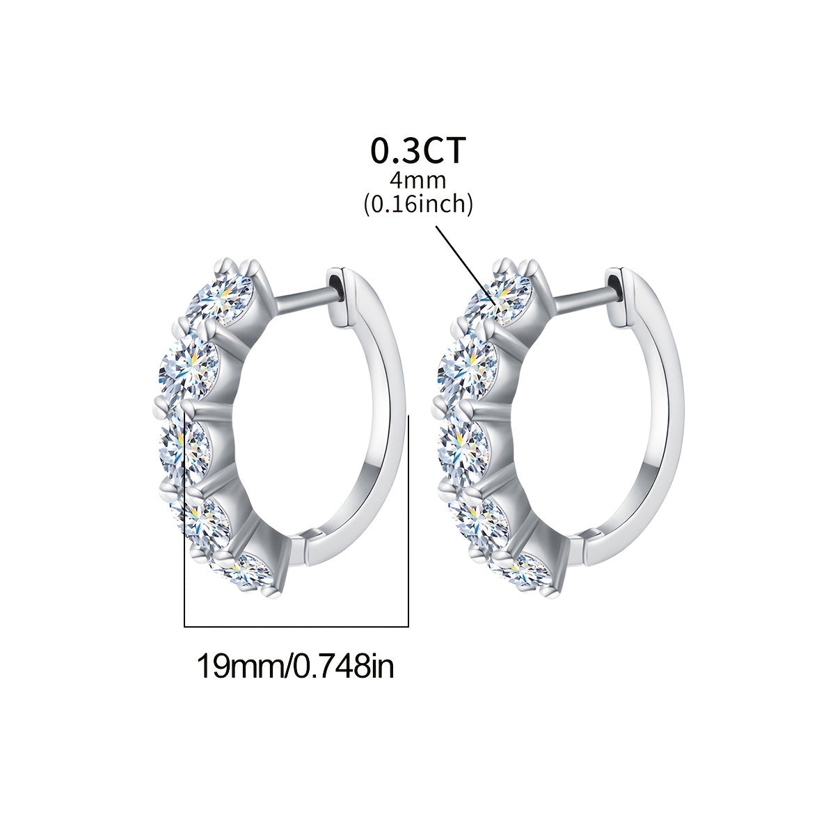 These elegant ladies' earrings are made of S925 sterling silver and feature a delicate pair of Mozambique stone earrings, each weighing 0.3ct. Set in approximately 3.1g of silvery, these earrings are perfect for wedding, anniversary, and Valentine's Day